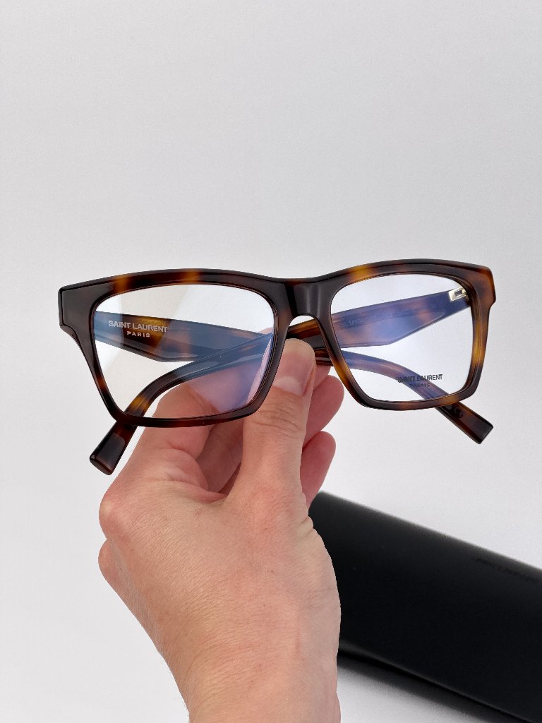 Saint Laurent Women’s Eyeglasses Havana Rectangular Slm104opt 003 New Authentic
